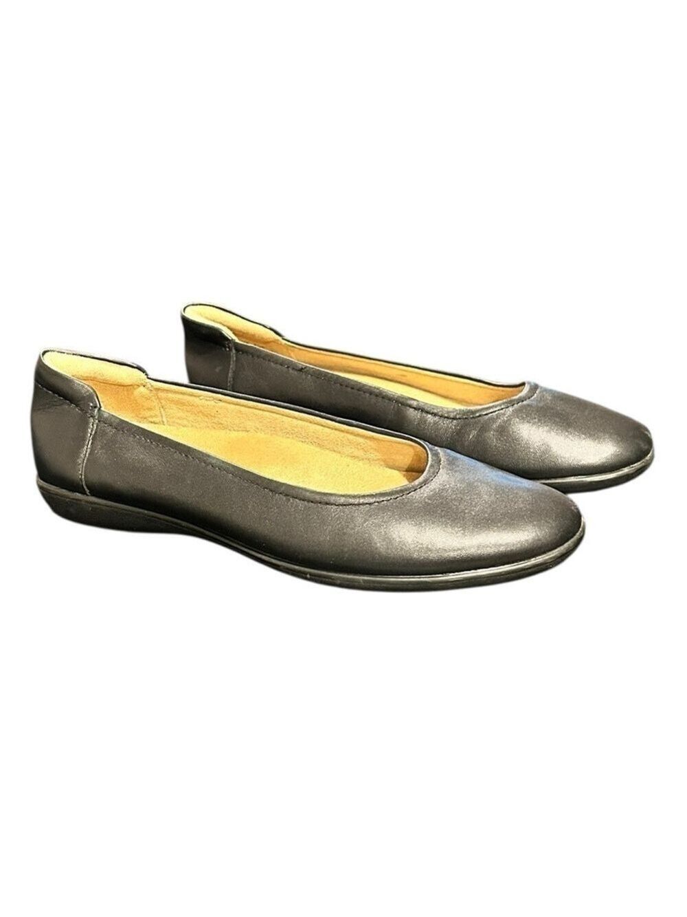 NATURALIZER Flexy Ballet Flat Black Leather Slip On Comfort Insole Size 7 VGC